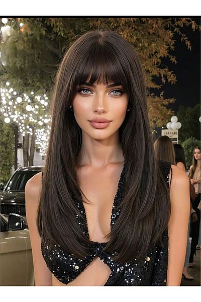 AKOLİFE Medium Size Wig in Chocolate Brown Layered Cut Real Hair Texture - Airable Adjustable Bonnet