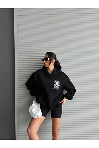 KAZAX 3 κλωστές με ριχτάρι oversize κεφαλή εμπριμέ ιδρώτα μαύρο