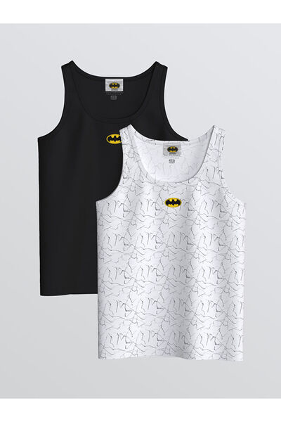 LC Waikiki Bedrucktes Herren-Unterhemd mit Rundhalsausschnitt, 2er-Pack