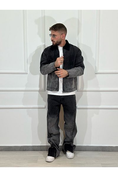 Urban Collection Men's black/gray zippered jean set