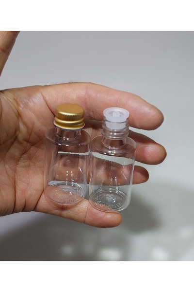 wellLine 10 Adet Boş Şişe Tıpalı Gold Kapaklı Kolonya Şişesi Doldurulabilir C...
