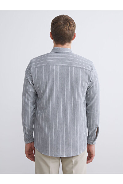 LC Waikiki Ανδρικό ριγέ μακρυμάνικο πουκάμισο με λεπτή εφαρμογή