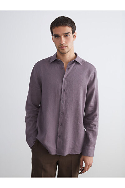 LC Waikiki Regular Fit Long Sleeve 100% Linen Men's Shirt
