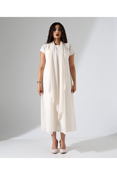 Fi'l Arz Fashion Shawl Collar Chiffon Vest