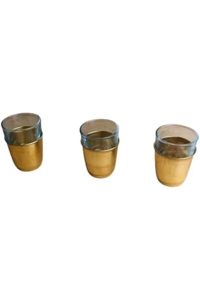 Generic Copper Cups for Coffee Lovers Set of 3 Arabic Coffee Cups (1 ounce, Round, Handleless)