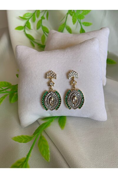 Ebruli Eye Detail Green Steel Earrings