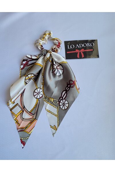 LO ADORO Scarf Rubber Buckle Satin Leopard Chain Detail Shawl Elastic Buckle Floral Hair Accessory Ponytail