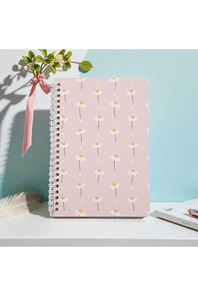 Mahya Papatya Spiralli A5 Kareli Defter, 1. Hamur Beyaz 48 Yaprak / 96 sayfa