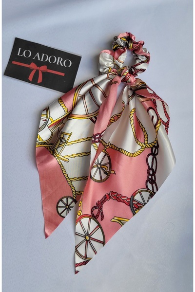 LO ADORO Scarf Rubber Buckle Satin Leopard Chain Detail Shawl Elastic Buckle Floral Hair Accessory Ponytail