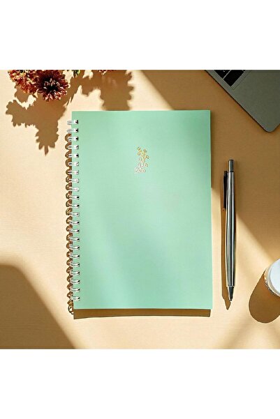 Mahya Su Yeşili Spiralli A5 Kareli Defter, 1. Hamur Beyaz 48 Yaprak / 96 sayfa