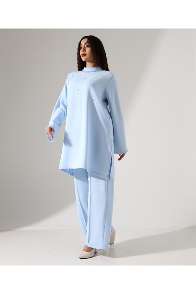 Fi'l Arz Fashion Stoned Invitation Crepe Tunic Suit