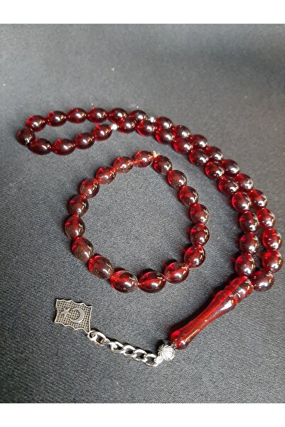 MRYart Burgundy Powder Amber Prayer Beads and Bracelet Set