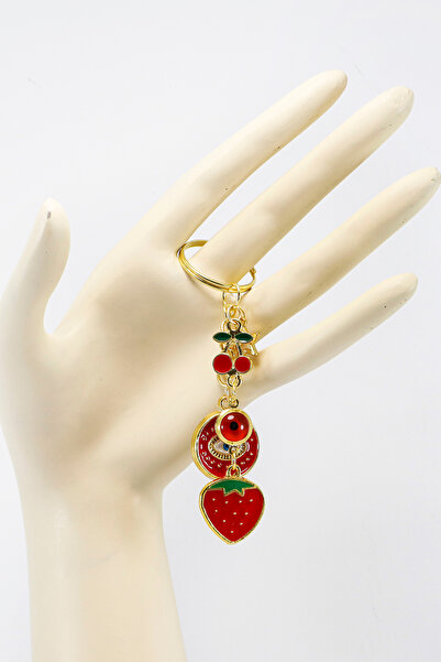 biuti Handmade Red Cluster Strawberry Keychain, Cherry Gift Bag Ornament