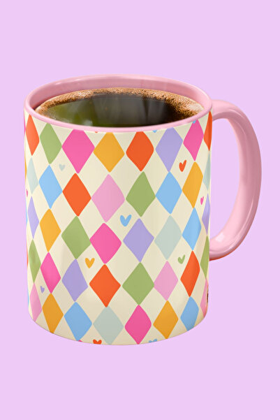 Midas Design كوب وردي بتصميم بورسلين باستيل منقوش بموضوع الباستيل الصغير