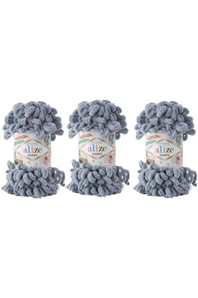 Alize Set of Large Soft and Fluffy Wool Threads by (3 Pieces, 300g, 30 Yards, 100% Micro Polyester)