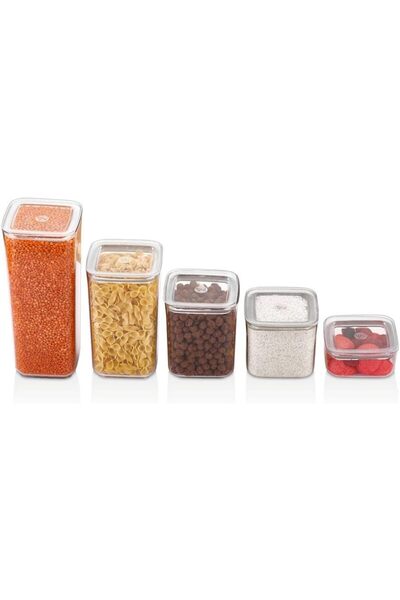 STOREMAX Sellbuyst Ahmet Sude Square Storage Container Set of 5, Transparent Trendy 266450