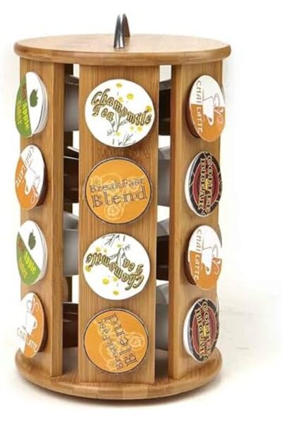 STOREMAX Sellbuyst Home Bamboo Footed Capsule Coffee Stand Organizer – Large Storage Capacity, Natural