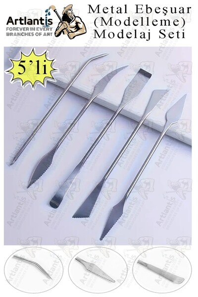 Artlantis Ebeşuar Seti Metal 5 li 18 cm 1 Paket Çelik Modelaj Modelleme Aletleri Seramik Kil ve Heykel Modelaj