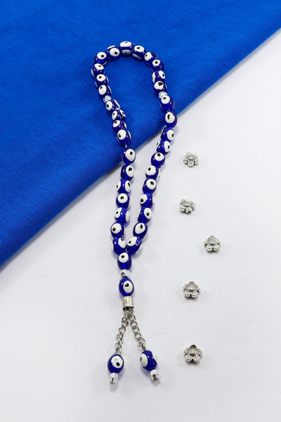 biuti سبحة مطرزة بالخرز باللون الأزرق الداكن، زخرفة ناقل الحركة بالخرز