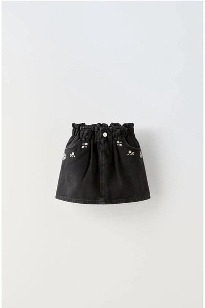 Argün kidss New Season Girl's Denim Floral Embroidered Skirt