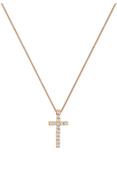 ELLI Elegantný dámsky náhrdelník s krížom a príveskom z 925 mincového striebra s kryštálmi