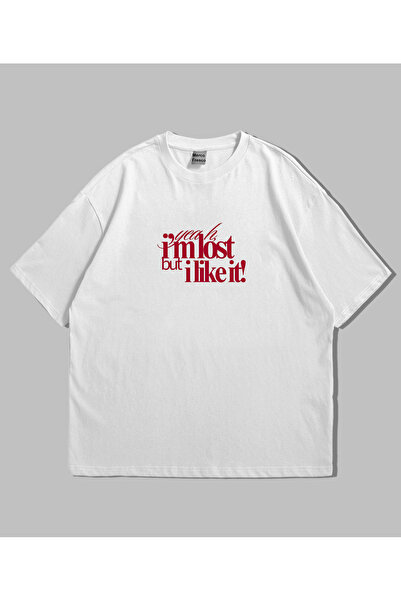 Marco Fresco Unisex Im Lost Μπλουζάκι με στάμπα άνετο και casual oversize