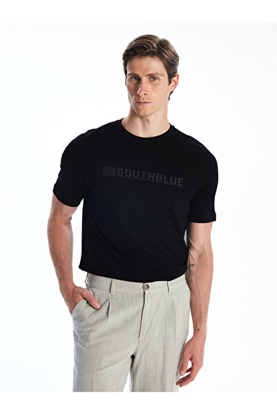 LC Waikiki RMZ GİYİM FARKIYA تي شيرت رجالي من القطن الممشط مطبوع عليه ياقة روبا