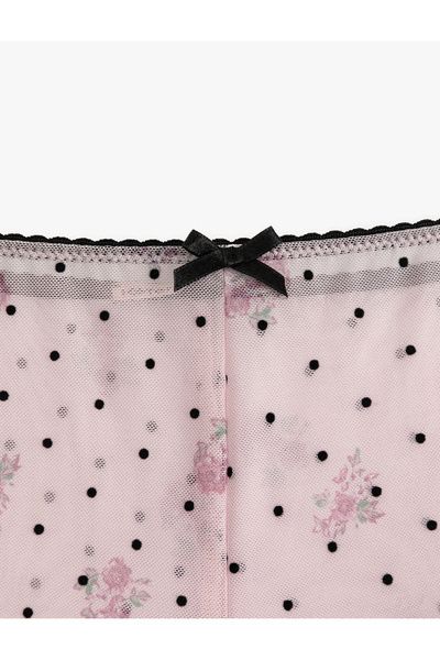 Koton Slim Fit Bow Polka Dot Floral Tulle Pajama Bottoms
