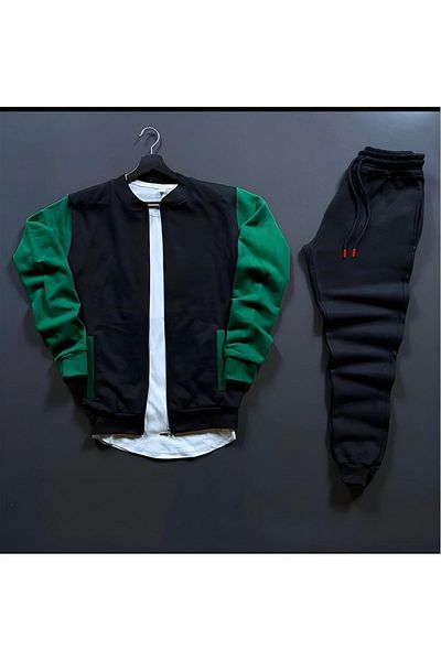 NewCabin 3 Thread Premium New Season Unisex College Jacket-Sweatpants Combination Bottom Top 2-Piece