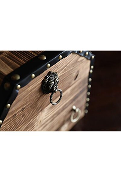 STOREMAX PRStoRe QI003319L Büyük Ahşap Dekoratif Aslan Yüzükler Kilitlenebilir Mandal ve Kilitli, Bronz