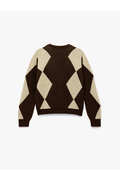 Koton Ζακέτα με μακρυμάνικο διαμάντι με λαιμόκοψη V