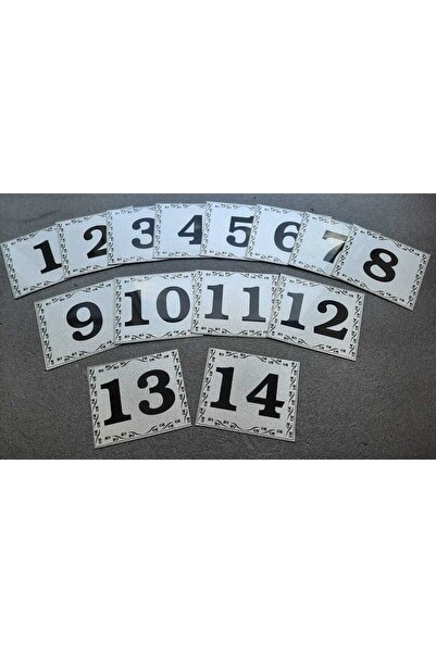 Genel Markalar Kapı Numarası 5.5x6.5 Cm Metalik Gümüş Gri Üzeri Siyah Baskı K...
