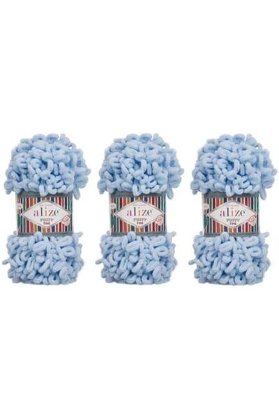 Alize Soft Puffy Knitting Yarn for Making Kids' Blanket from Alize, 3 Packs 300g 48 Yards 100% Micro Polye