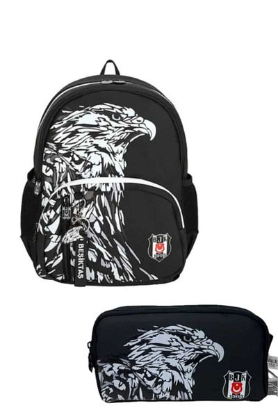 Beşiktaş Licensed Kindergarten Backpack Eagle and Pen Holder Set 25391