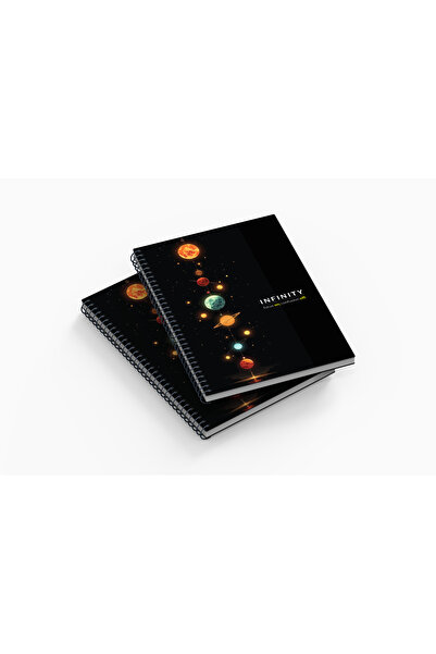 Yıldızistan A5 Cardboard Cover 1St Quality Spiral Checkered Notebook/Thematic Series No: 3 “Planets” Infinity