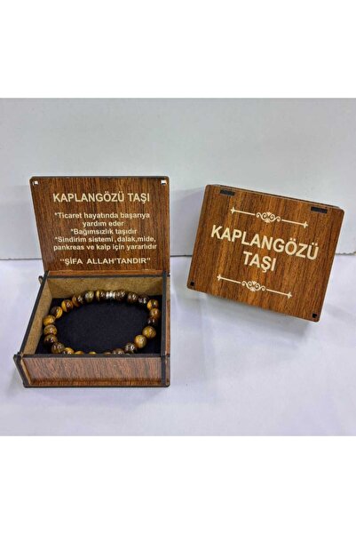 Doğaltaş ORJİNAL KAPLANGÖZÜ BİLEKLİK AHŞAP KUTULU