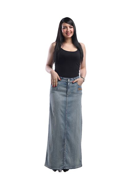 SUGA Hanin long jeans skirt for summer