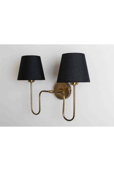 AKDENİZ AYDINLATMA ELEKTRİK MALZEMELERİ Antique Finish Domestic Production Double Wall Lamp with Fabric Headboard Hotel & Home Lighting Sconce