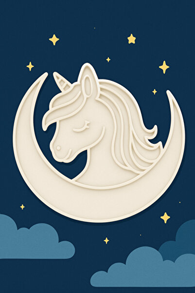 Nobrand Ayışığı Unicorn Figür Boyama Seti – 4 Renk Boya + 1 Fırça | Çocuk Eğitici Hobi Plakası(12 cm)