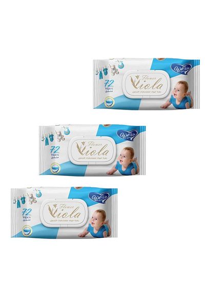 Viola Viola Flower Wet Wipes Set 3 Pieces x 72 Wipes