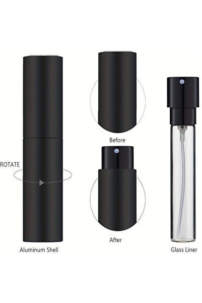 Choice1 زجاجة عطر سفر زجاجية 10 مل، قطعة واحدة سوداء 10 مل، عبوة كولونيا قابلة لإعادة التعبئة، موزع فارغ