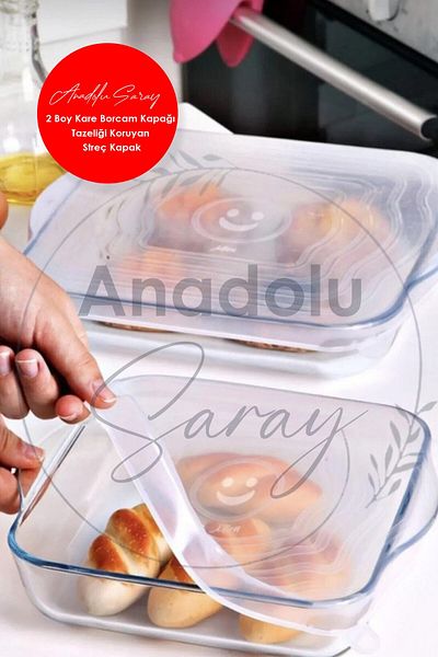 Anadolu Saray Practical Silicone 2 Size Square Pyrex Cover |   2 Pack Freshness Preserving Stretch Lids
