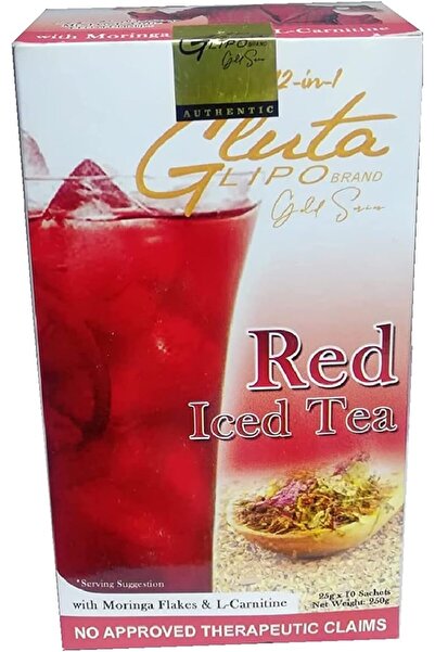 Gluta Lipo شاي مثلج أحمر من سلسلة جلوتا ليبو الذهبية ١٢ في ١ (٢٥ جم، ١٠ أكياس)
