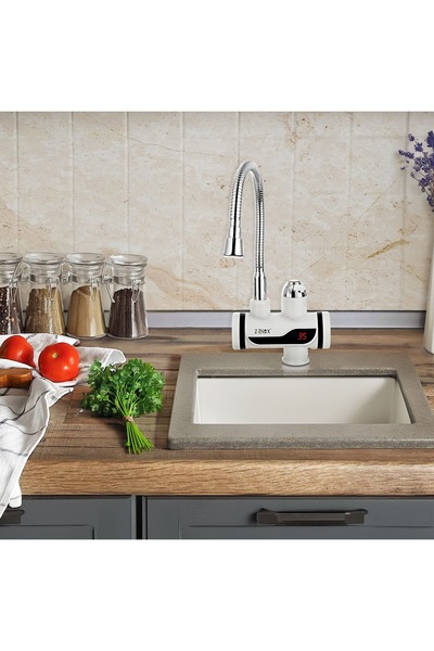 ZİNOX Ηλεκτρική βρύση Z-Inox ZLN5480 Λευκή, άμεσης θέρμανσης, ισχύς 3000W, ανοξείδωτο ατσάλι