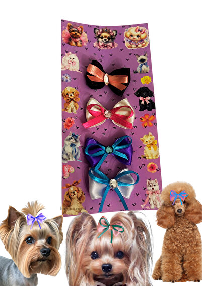 Hubjua Royal Cat Dog Bow Buckle 4 Pieces Stone Model Clips Buckle