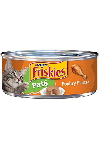 Friskies Purina Pate Wet Cat Food Poultry Platter 156 g Smooth Classic Meal with Real Meat,