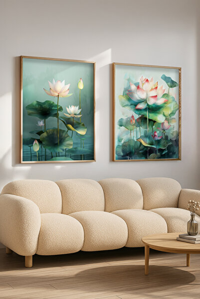 STARYUNA Σετ δύο ζωγραφικών εικόνων με ξύλινο πλαίσιο, εφέ ελαιογραφίας, λουλ...