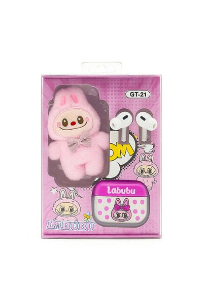 Toybox Labubu Wireless Earbuds With Cute Cartoon Toy - Pink