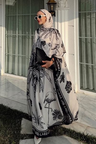 carell Seda Aydın's Choice Noir Flush Kaftan Cream