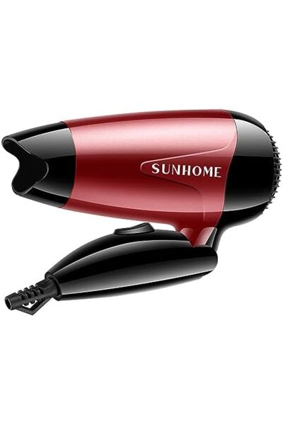 ETG Sun Home Mini Foldable Travel Hair Dryer 1200W, Red/Black
